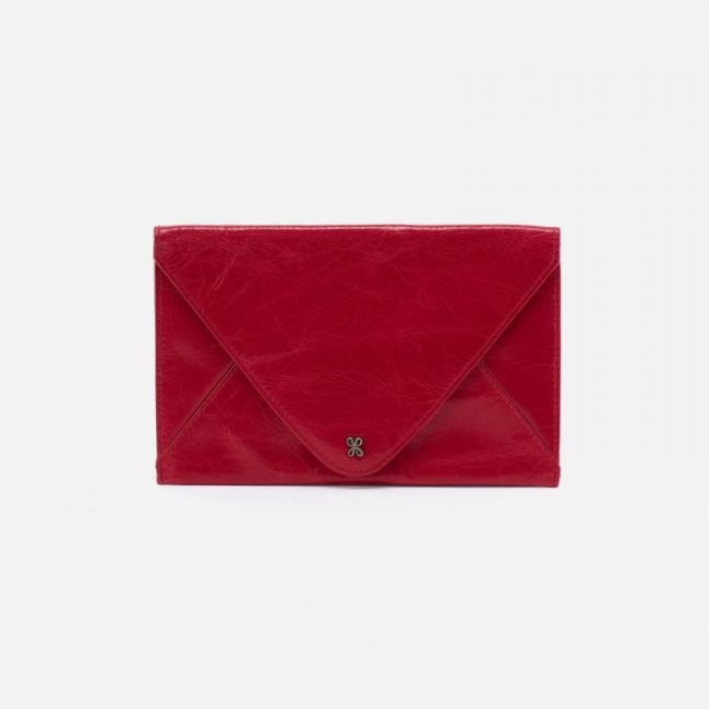 Hobo Women's Envelope Continental Wallet in Polished Leather - Claret | New Arrivals