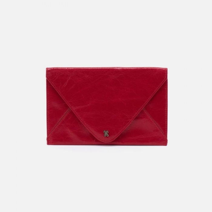 Hobo Women's Envelope Continental Wallet in Polished Leather - Claret | New Arrivals