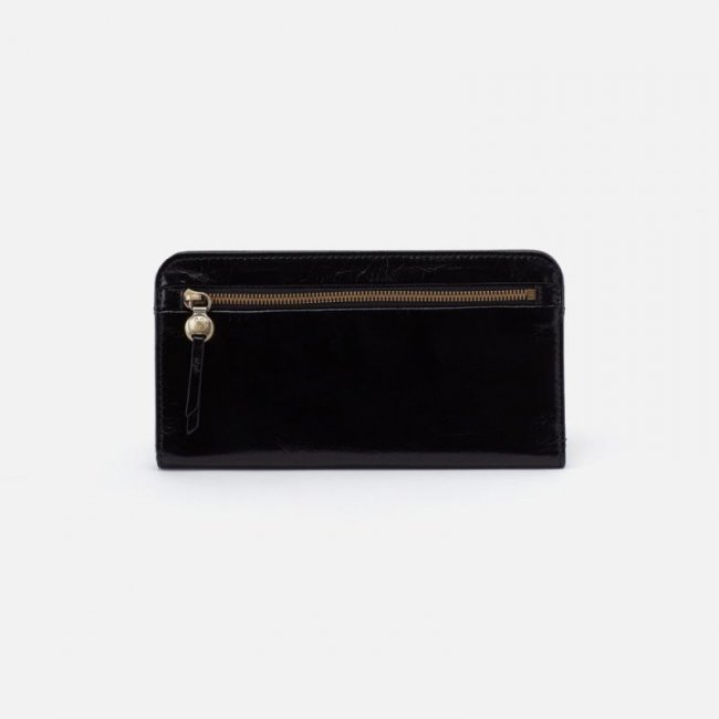 Hobo Women's Angle Continental Wallet in Polished Leather - Black | New Arrivals