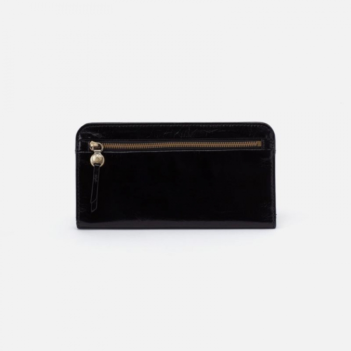 Hobo Women's Angle Continental Wallet in Polished Leather - Black | New Arrivals