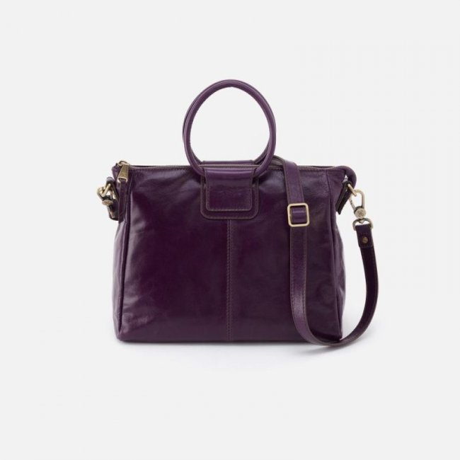 Hobo Women's Sheila Medium Satchel in Polished Leather - Deep Purple | New Arrivals