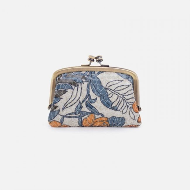 Hobo Women's Cora Frame Card Holder in Printed Leather - Orange Blossom | New Arrivals