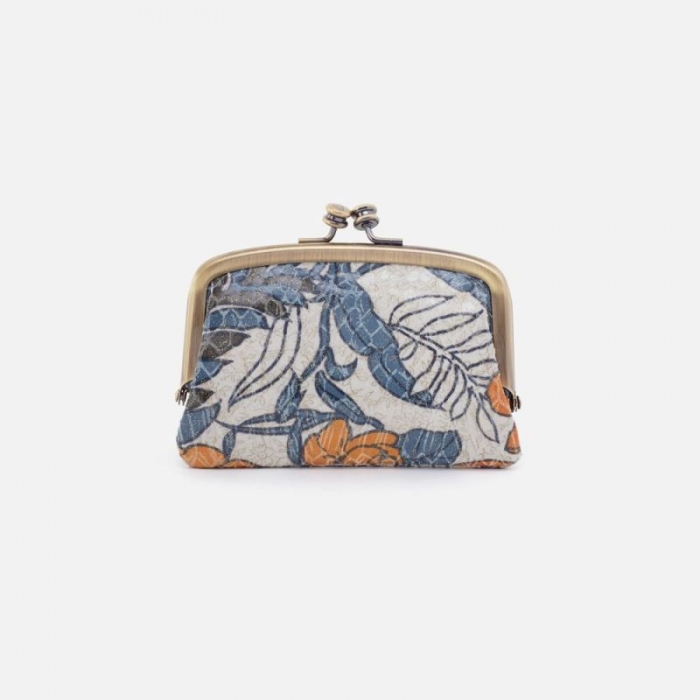 Hobo Women's Cora Frame Card Holder in Printed Leather - Orange Blossom | New Arrivals