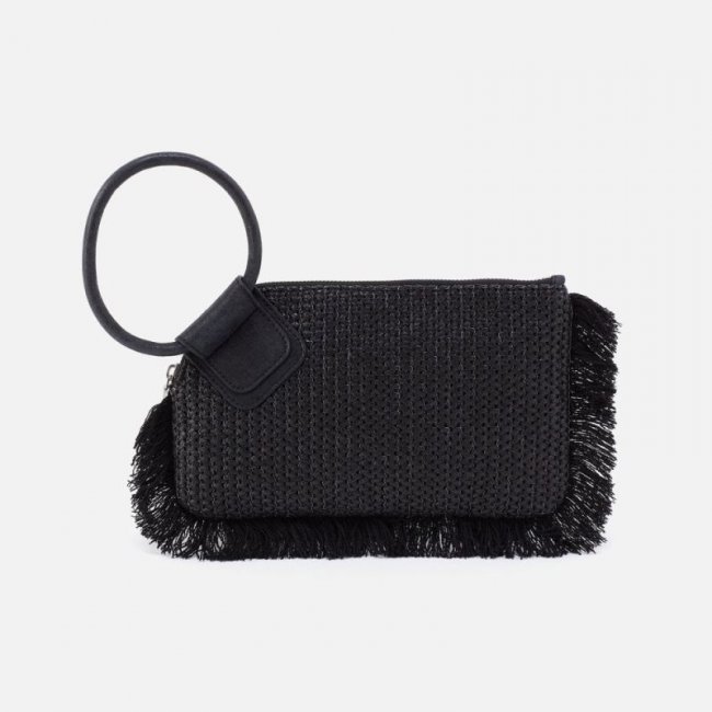 Hobo Women's Sable Wristlet in Raffia With Leather Trim - Black | New Arrivals