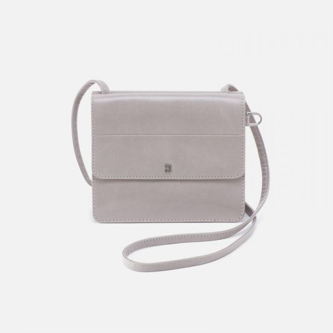 Hobo Women's Jill Wallet Crossbody in Polished Leather - Light Grey | New Arrivals
