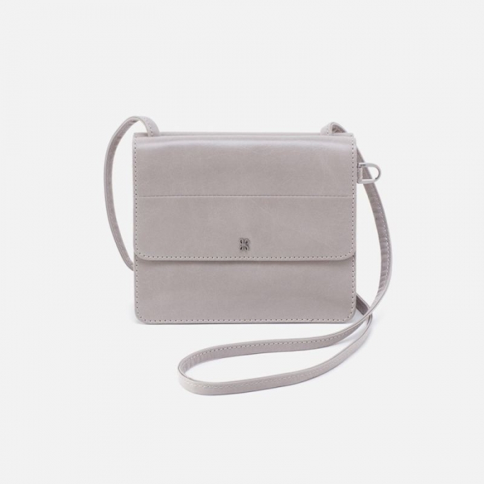 Hobo Women's Jill Wallet Crossbody in Polished Leather - Light Grey | New Arrivals