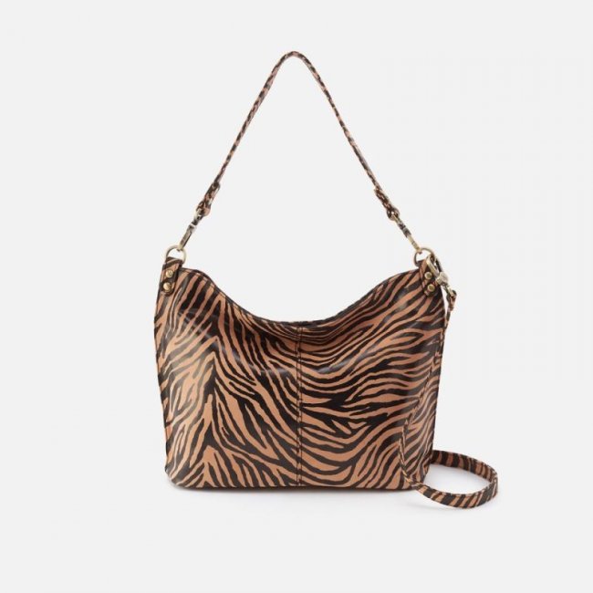 Hobo Women's Pier Shoulder Bag in Printed Leather - Zebra Stripes | New Arrivals