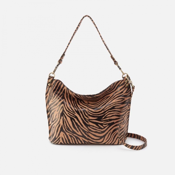 Hobo Women's Pier Shoulder Bag in Printed Leather - Zebra Stripes | New Arrivals