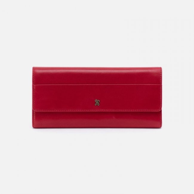 Hobo Women's Jill Large Trifold Wallet in Polished Leather - Claret | New Arrivals