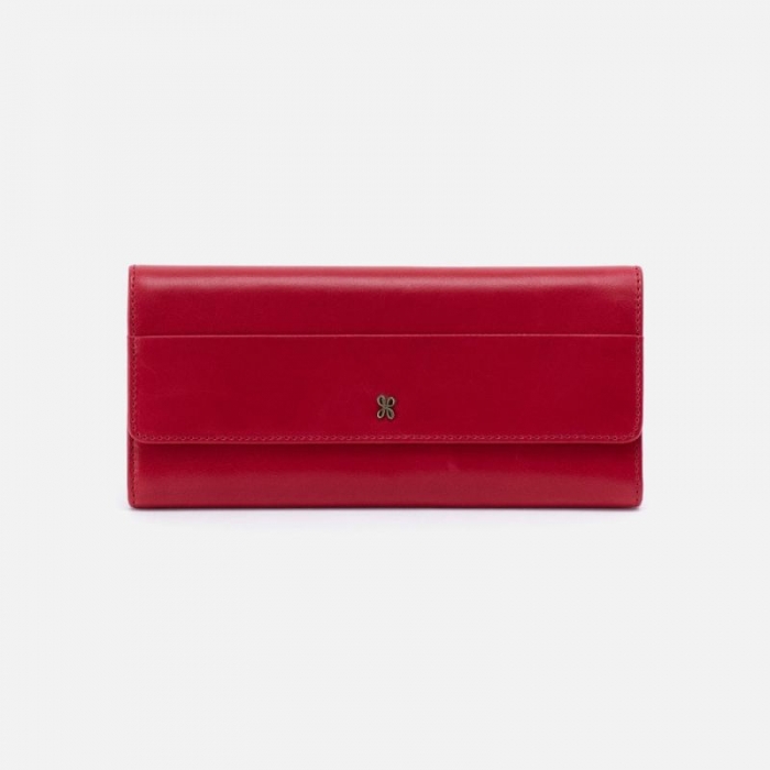 Hobo Women's Jill Large Trifold Wallet in Polished Leather - Claret | New Arrivals