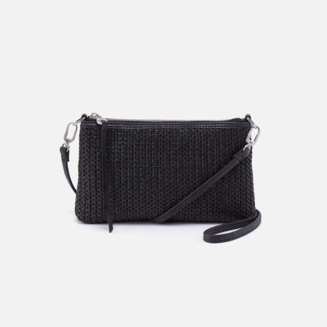 Hobo Women's Darcy Crossbody in Raffia With Leather Trim - Black | New Arrivals