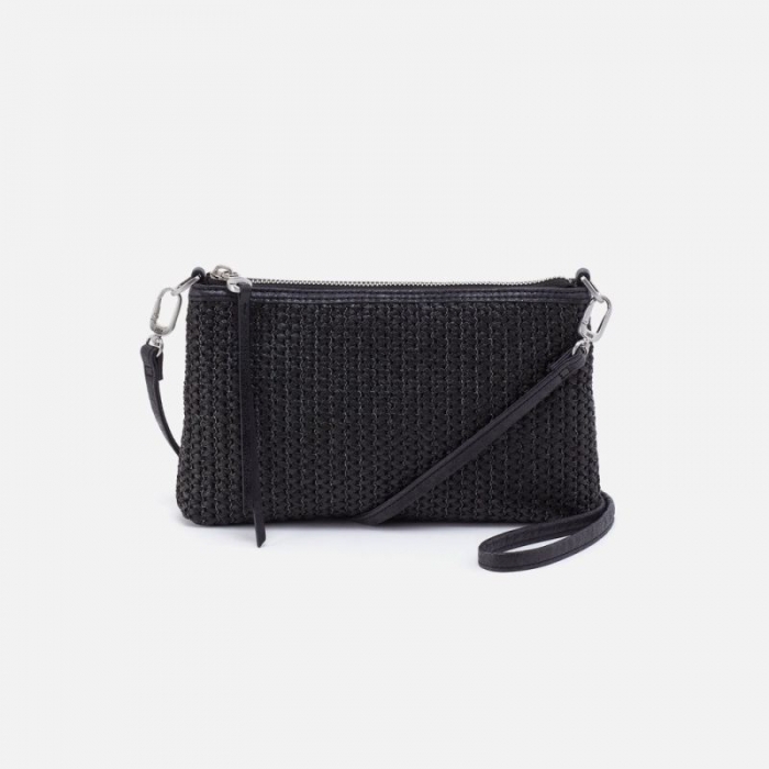 Hobo Women's Darcy Crossbody in Raffia With Leather Trim - Black | New Arrivals