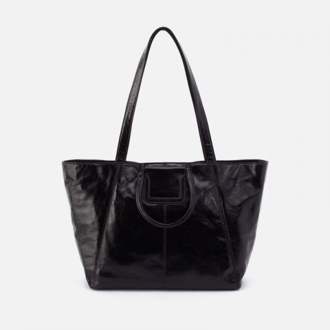 Hobo Women's Sheila East-West Tote in Polished Leather - Black | New Arrivals