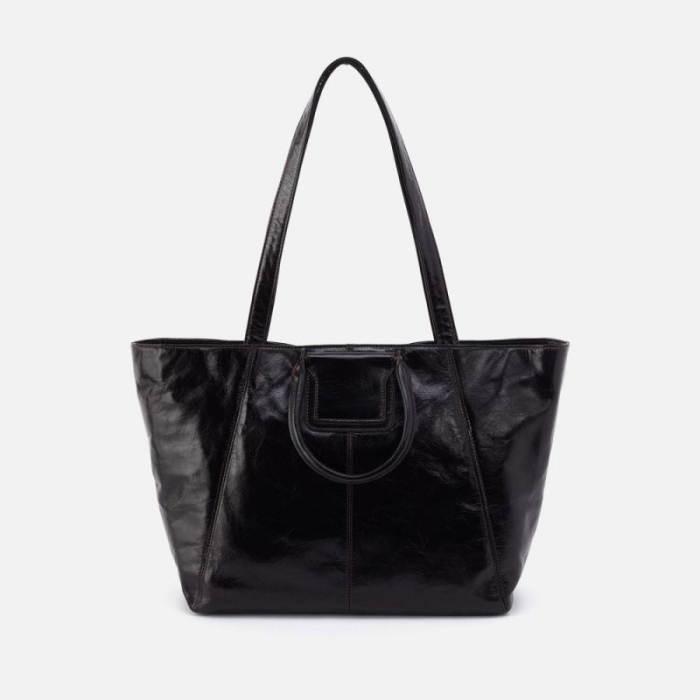 Hobo Women's Sheila East-West Tote in Polished Leather - Black | New Arrivals