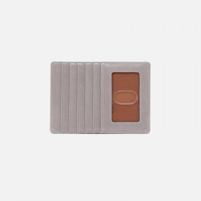 Hobo Women's Euro Slide Card Case in Polished Leather - Light Grey | New Arrivals
