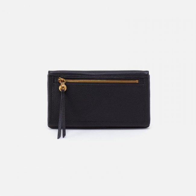 Hobo Women's Lumen Continental Wallet in Pebbled Leather - Black | New Arrivals