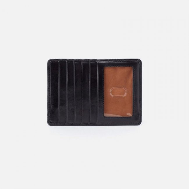 Hobo Women's Euro Slide Card Case in Polished Leather - Black | New Arrivals