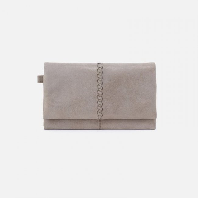 Hobo Women's Keen Continental Wallet in Metallic Leather - Granite Grey | New Arrivals
