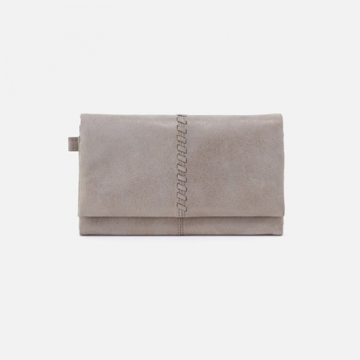 Hobo Women's Keen Continental Wallet in Metallic Leather - Granite Grey | New Arrivals