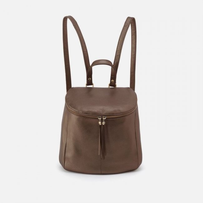 Hobo Women's River Backpack in Pebbled Metallic Leather - Pewter | New Arrivals