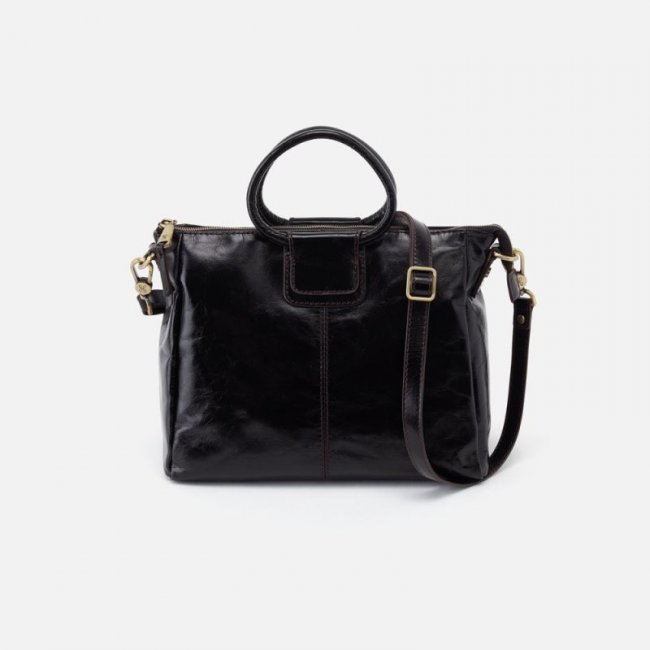 Hobo Women's Sheila Medium Satchel in Polished Leather - Black | New Arrivals
