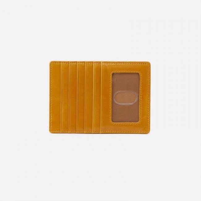 Hobo Women's Euro Slide Card Case in Polished Leather - Warm Amber | New Arrivals