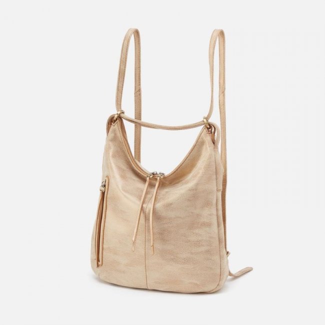 Hobo Women's Merrin Convertible Backpack in Metallic Leather - Gold Leaf | New Arrivals