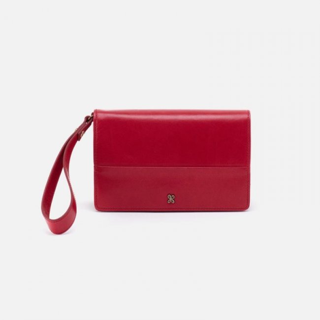 Hobo Women's Jill Wristlet in Polished Leather - Claret | New Arrivals