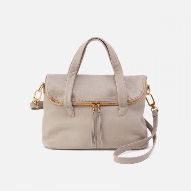 Hobo Women's Fern Foldover Satchel in Pebbled Leather - Taupe | New Arrivals