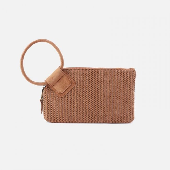 Hobo Women's Sable Wristlet in Raffia With Leather Trim - Sepia | New Arrivals