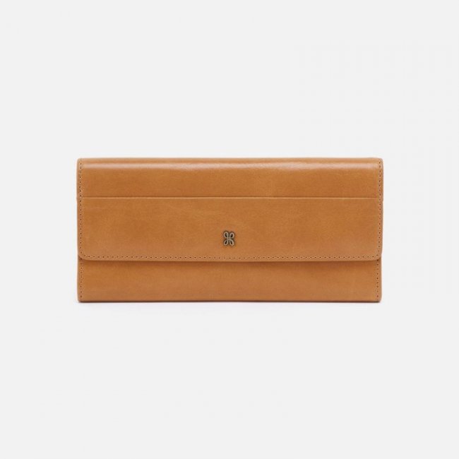 Hobo Women's Jill Large Trifold Wallet in Polished Leather - Natural | New Arrivals
