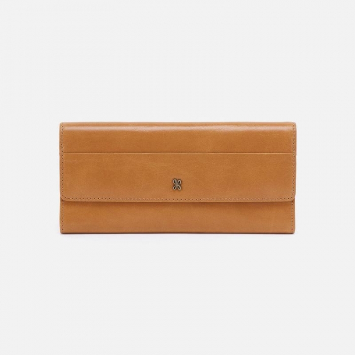 Hobo Women's Jill Large Trifold Wallet in Polished Leather - Natural | New Arrivals