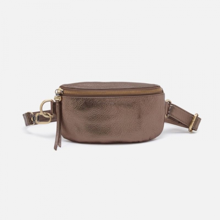 Hobo Women's Fern Belt Bag in Pebbled Metallic Leather - Pewter | New Arrivals