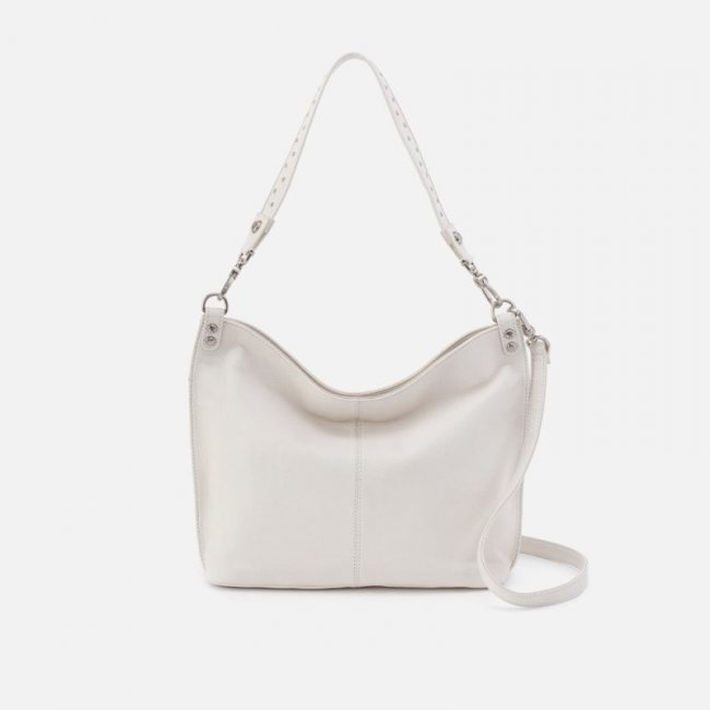 Hobo Women's Pier Shoulder Bag in Pebbled Leather - White | New Arrivals