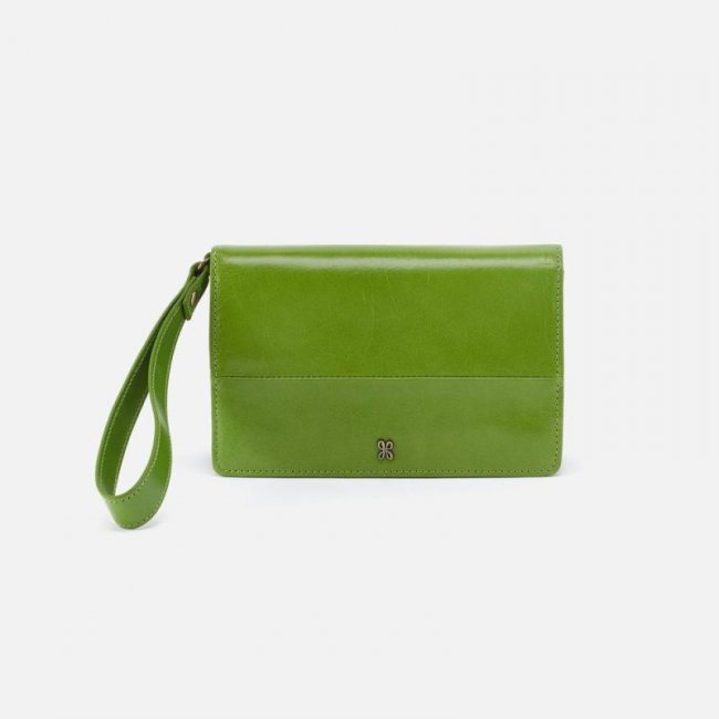 Hobo Women's Jill Wristlet in Polished Leather - Garden Green | New Arrivals