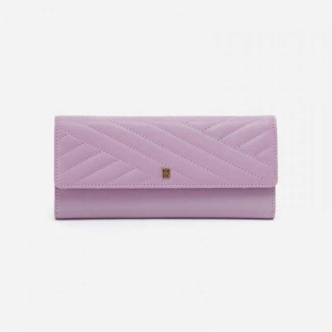 Hobo Women's Jill Large Trifold Wallet in Quilted Silk Napa Leather - Lavender | New Arrivals