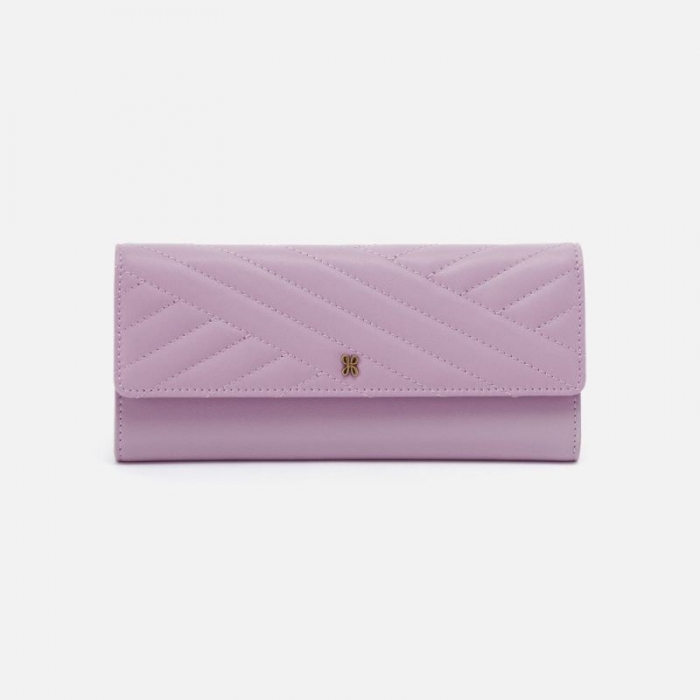 Hobo Women's Jill Large Trifold Wallet in Quilted Silk Napa Leather - Lavender | New Arrivals