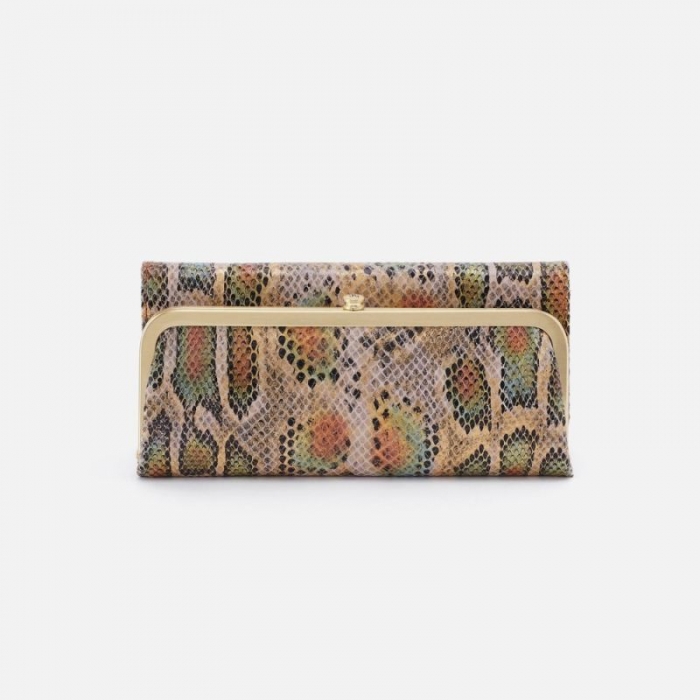Hobo Women's Rachel Continental Wallet in Printed Leather - Opal Snake Print | New Arrivals