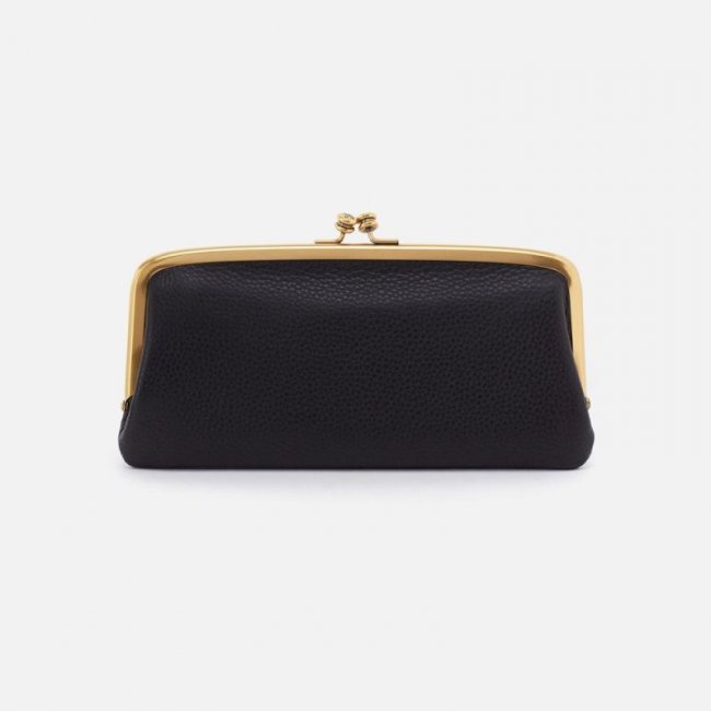 Hobo Women's Cora Large Frame Wallet in Pebbled Leather - Black | New Arrivals
