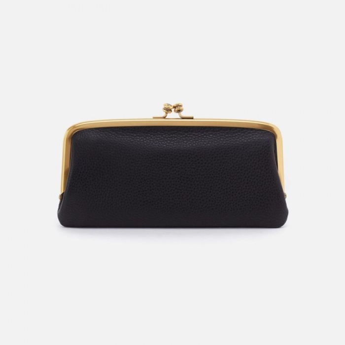 Hobo Women's Cora Large Frame Wallet in Pebbled Leather - Black | New Arrivals