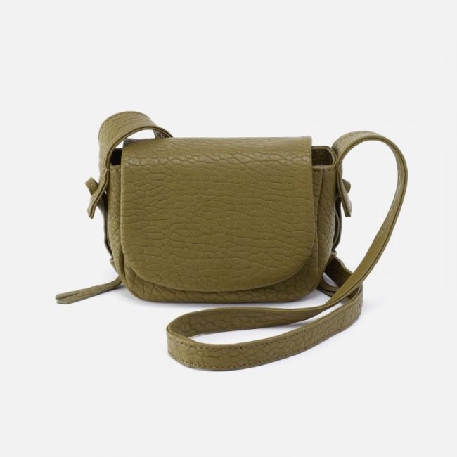 Hobo Women's Bonita Mini Messenger Crossbody in Bubble Pebbled Leather - Green | New Arrivals