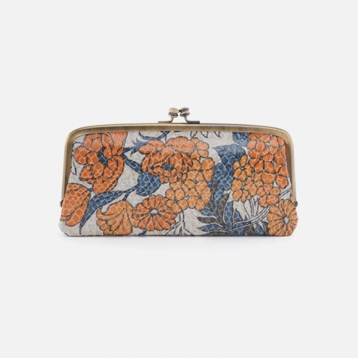 Hobo Women's Cora Large Frame Wallet in Printed Leather - Orange Blossom | New Arrivals