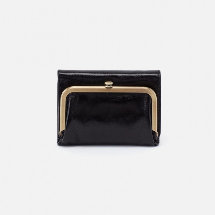 Hobo Women's Robin Compact Wallet in Polished Leather - Black | New Arrivals