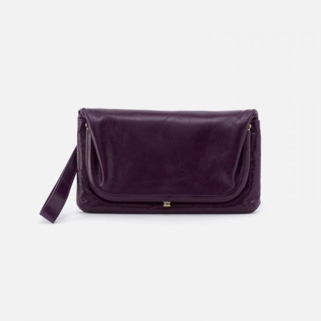Hobo Women's Lauren Wristlet in Polished Leather - Deep Purple | New Arrivals
