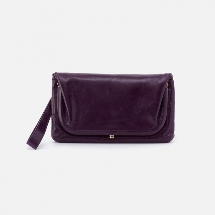 Hobo Women's Lauren Wristlet in Polished Leather - Deep Purple | New Arrivals