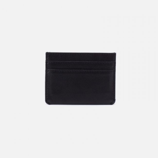 Hobo Women's Men's Credit Card Wallet in Silk Napa Leather - Black | New Arrivals
