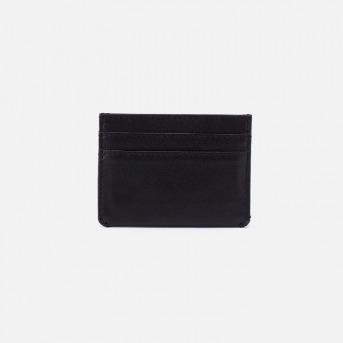 Hobo Women's Men's Credit Card Wallet in Silk Napa Leather - Black | New Arrivals