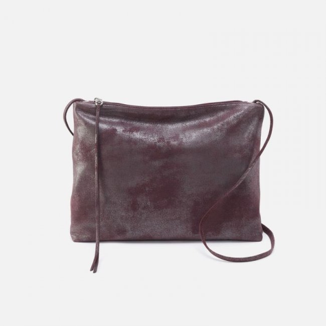 Hobo Women's Ziggy Crossbody in Metallic Leather - Plum Graphite | New Arrivals