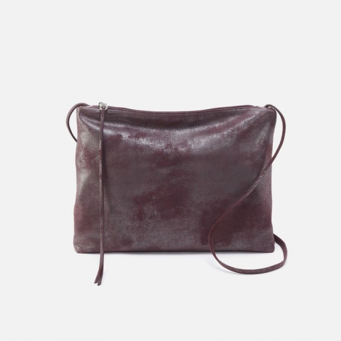 Hobo Women's Ziggy Crossbody in Metallic Leather - Plum Graphite | New Arrivals