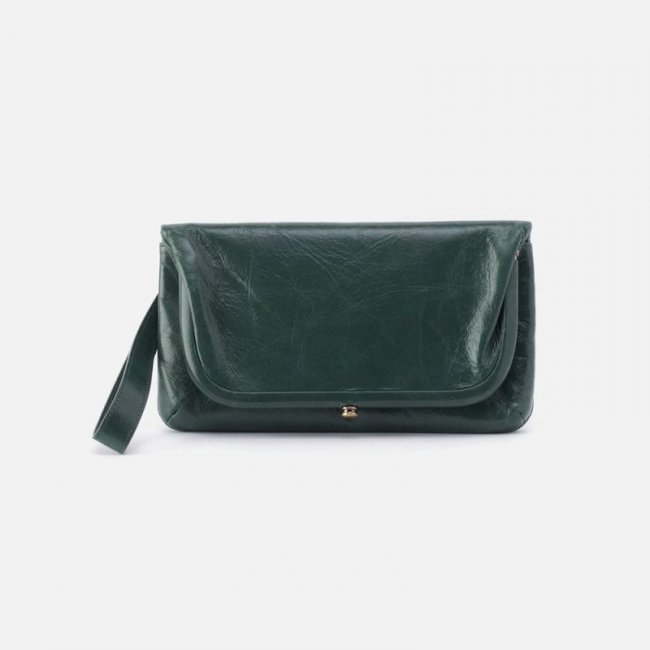Hobo Women's Lauren Wristlet in Polished Leather - Sage Leaf | New Arrivals